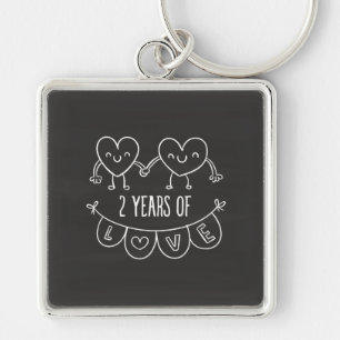 2. Jubiläum Geschenk für ihre Chalk Herz Hand Dra Schlüsselanhänger