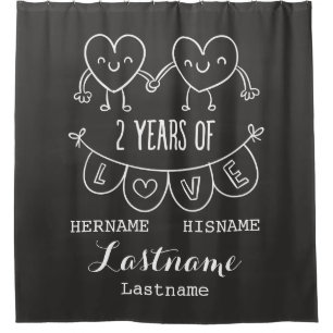2. Jubiläum Geschenk für ihren Chalk Personalisier Duschvorhang