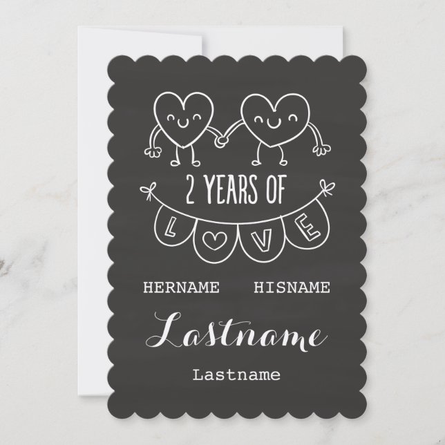 2. Jubiläum Geschenk für ihren Chalk Personalisier Karte (Vorderseite)