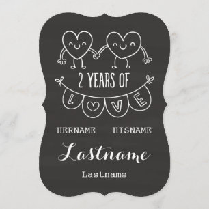 2. Jubiläum Geschenk für ihren Chalk Personalisier Karte