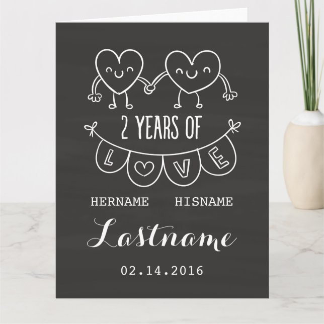 2. Jubiläum Geschenk für ihren Chalk Personalisier Karte (Vorderseite)