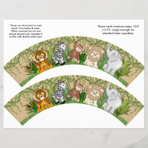 2 Jungle Monkey Personalisiert Cupcake Wrappers Flyer