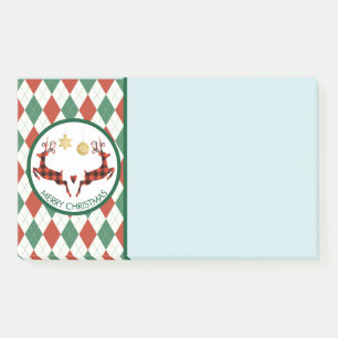 2 Kariertes Hirschspringen auf einer Raute Muster Post-it Klebezettel