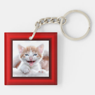 2 Katzenrotes Foto Schlüsselanhänger