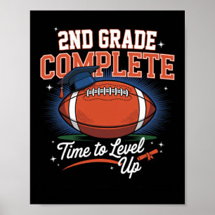 2. Klasse Abgeschlossen Zeit zum Level Up Footll L Poster