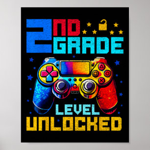 2. Klasse freigeschalteter Gamer erster Schultag Poster