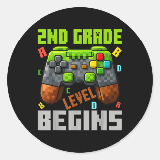 2. Klasse Level Beginnt Gaming Gamer Jungen Kinder Runder Aufkleber