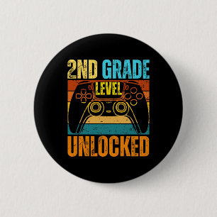 2. Klasse Level freigeschaltetes Gamer Boy T-Shirt Button