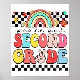 2. Klasse Retro Groovy Happy letzten Tag von Schoo Poster