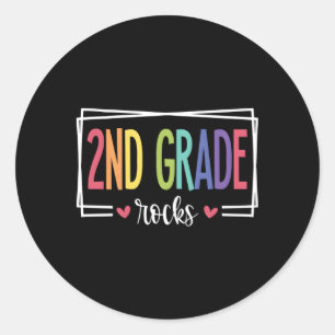 2. Klasse Rocks ersten Tag der Schule willkommen z Runder Aufkleber