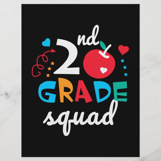 2. Klasse Squad Schule Geschenk Apfel Design Flyer (Vorne)