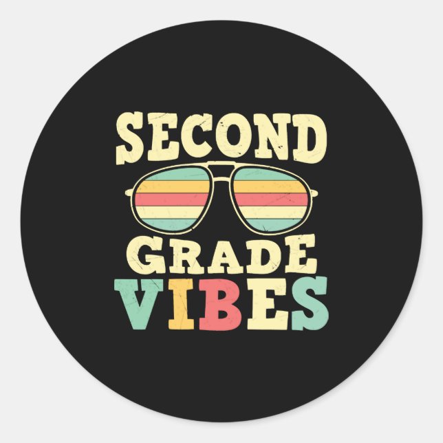 2. Klasse vibes 2. farbiges Shirt Runder Aufkleber (Vorderseite)