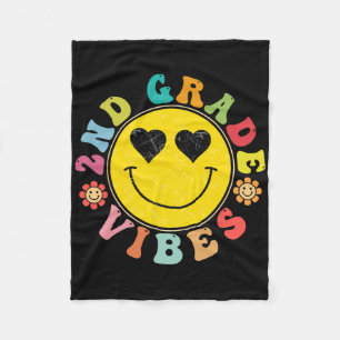 2. Klasse Vibes Happy Face Smile Geschenk zurück S Fleecedecke
