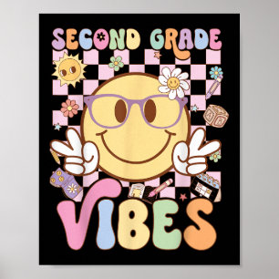 2. Klasse Vibes Smiley Gesicht Zurück zur Schule Z Poster