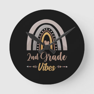 2. Klasse Vibes Zweite Klasse Rückkehr zur Schule Runde Wanduhr
