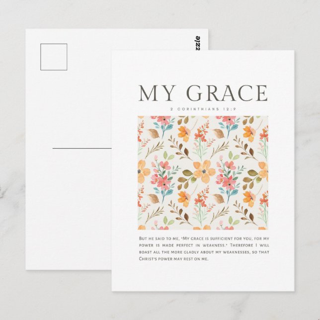 2 Korinther 12:9 Meine Gnade ist ausreichend für S Postkarte (Vorne/Hinten)