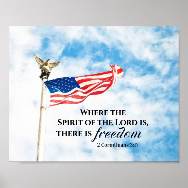 2 Korinther 3:17 Es gibt Freiheit, die amerikanisc Poster (Vorne)