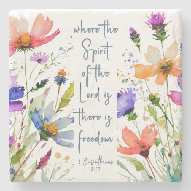 2 Korinther 3:17 Freedom Bible Verse Steinuntersetzer (Vorderseite)