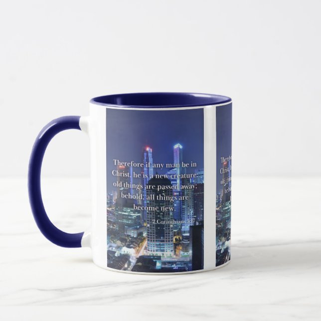 2 Korinther 5:17 KJV Bible Verse Pic Two-Tone Tasse (Links)