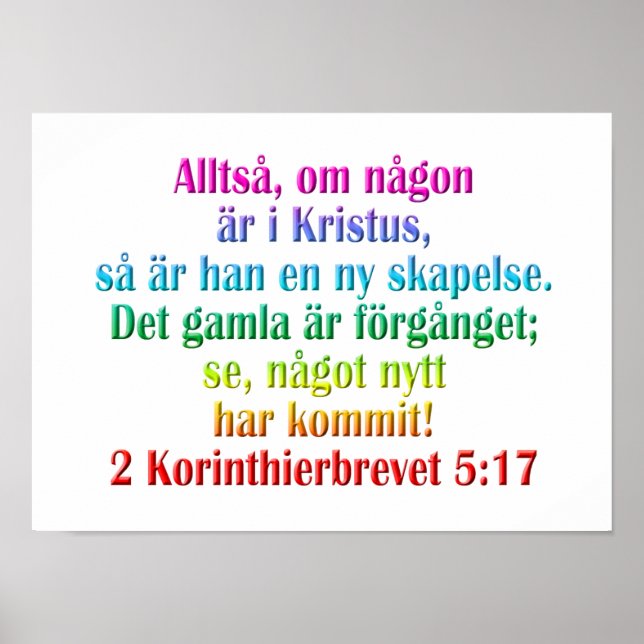 2 Korinther 5:17 Schwedisch Poster (Vorne)