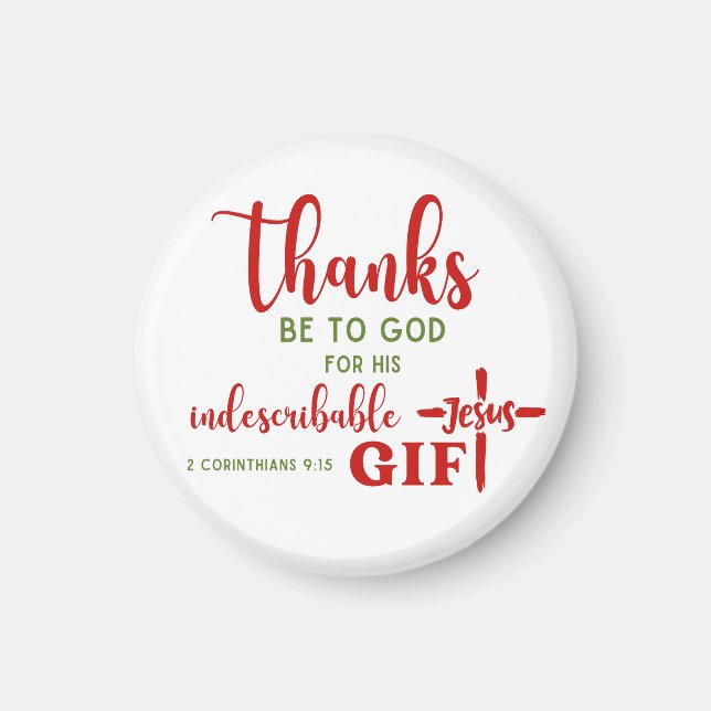 2 Korinther 9:15 Dank an die Gottessprache Magnet (Vorne)