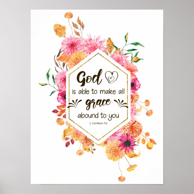 2 Korinther 9:8 Gott ist in der Lage, Gnade zu mac Poster (Vorne)