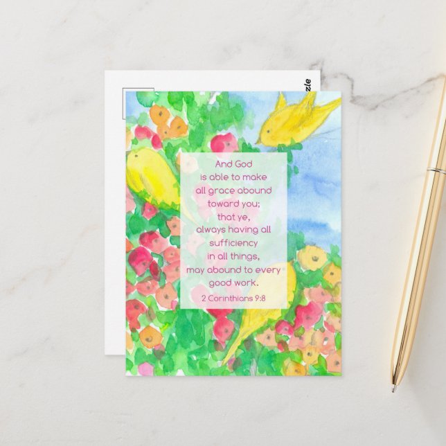 2 Korinther-Schrift Bibel Gottes Gnade-Blume Postkarte (Vorderseite/Rückseite Beispiel)