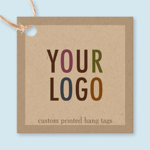 2" Kraft Square Hang Tags mit String Custom Logo Geschenkanhänger