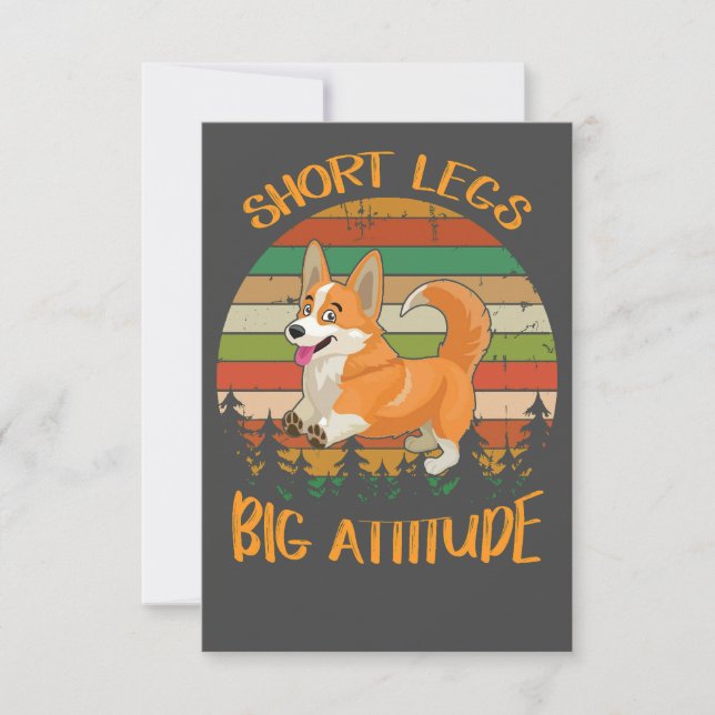 2 Kurze Beine Big Attitude corgi Dankeskarte (Vorderseite)