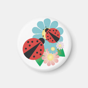 2 Ladybugs und Blume Magnet