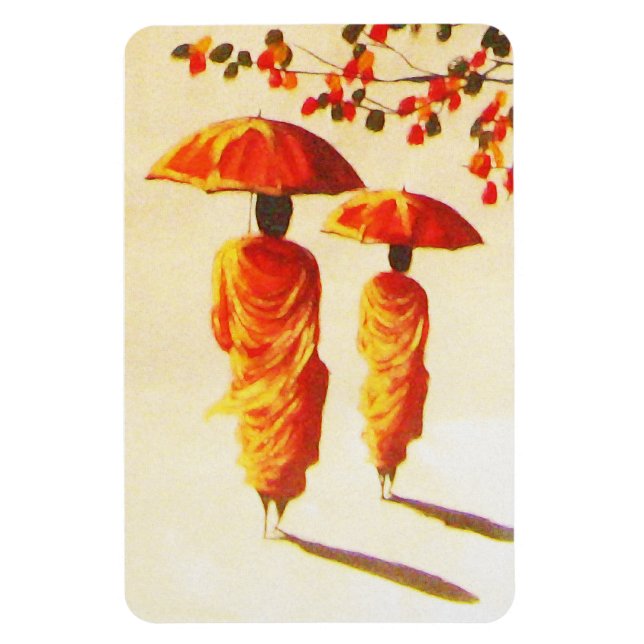 2 laotische buddhistische Mönche Magnet (Vertikal)