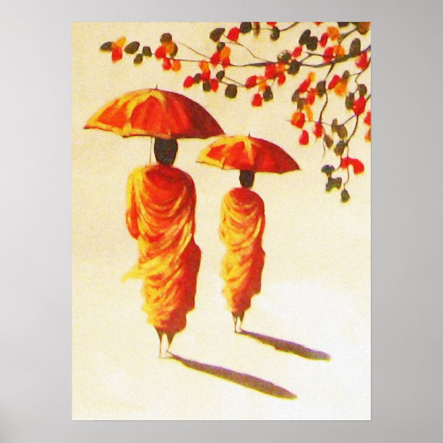 2 laotische buddhistische Mönche Poster (Vorne)
