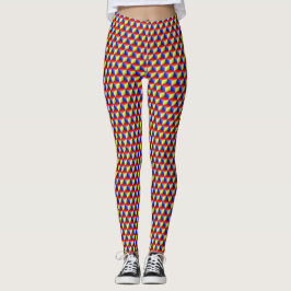 2 Layer - 3D Cubes Red Yellow Blue XDIY BG White Leggings
