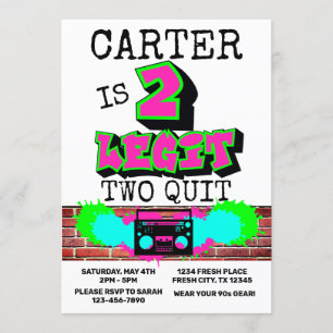 2 Legit Two Quit Fresh Graffiti 90s Style Geburtst Einladung