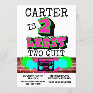 2 Legit Two Quit Fresh Graffiti 90s Style Geburtst Einladung
