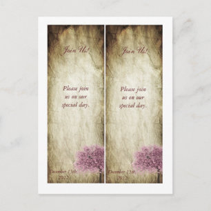 2 Lesezeichen mit rosa Tree Save the Date Postkarte