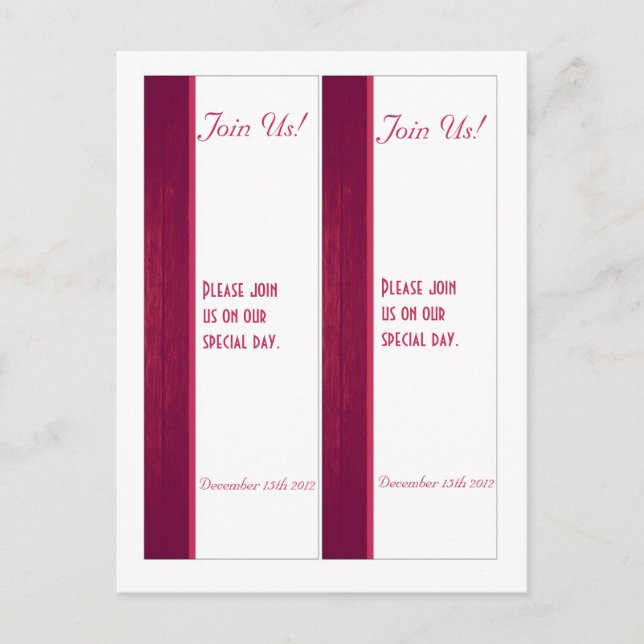 2 Lesezeichen zur Hochzeit von Rosa/Weißholz Postkarte (Vorderseite)