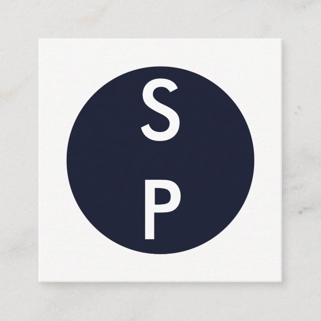 2 Letter Vertikal Monogramm Quadratische Visitenkarte (Vorderseite)