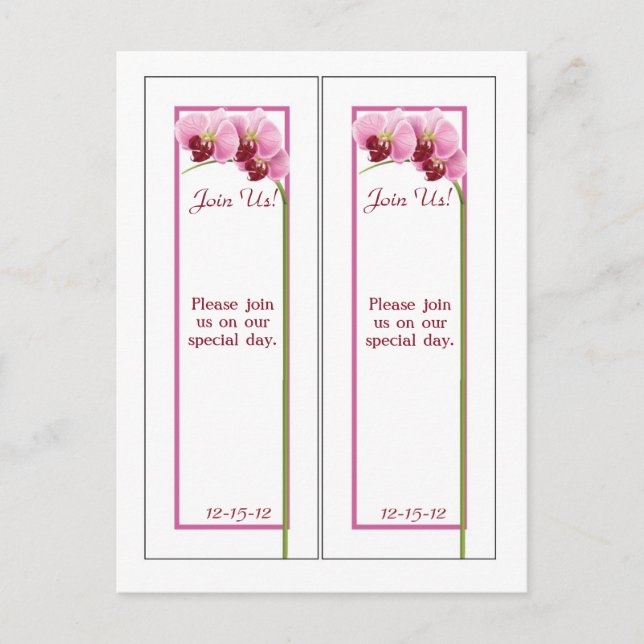 2 Lila Orchid-Lesezeichen Save the Date Ankündigungspostkarte (Vorderseite)