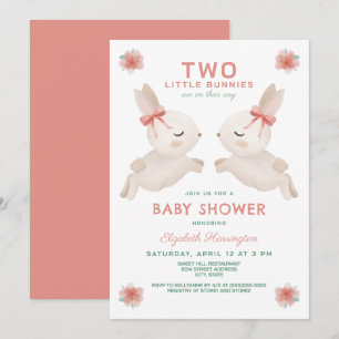 2 Little Bunnies Twin Girls Babydusche Einladung
