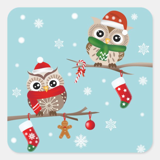 2 Löcher auf Weihnachtsbranchen Stickers (Vorderseite)