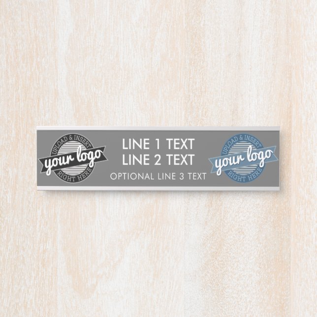 2 Logos mit 3 Zeilen Text Türschild (Vorderseite )