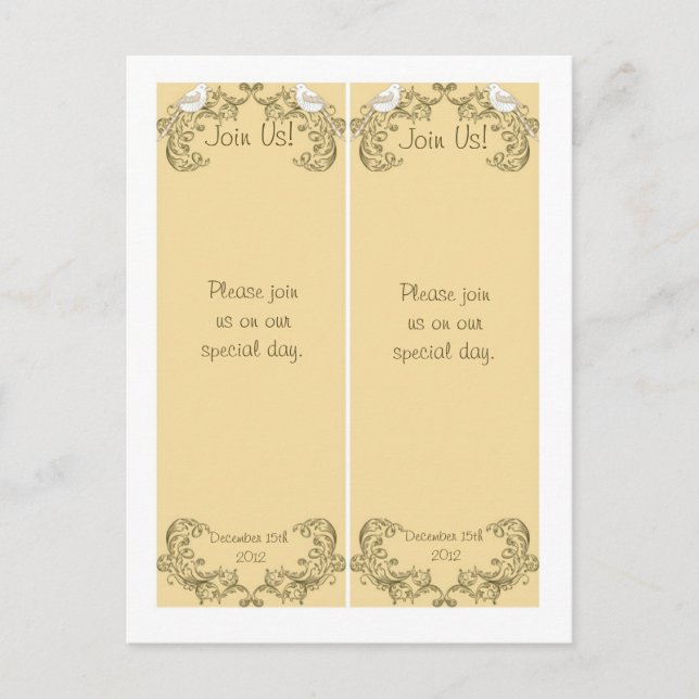 2 Love Birds Brown/Tan Wedding Lesezeichens Postkarte (Vorderseite)