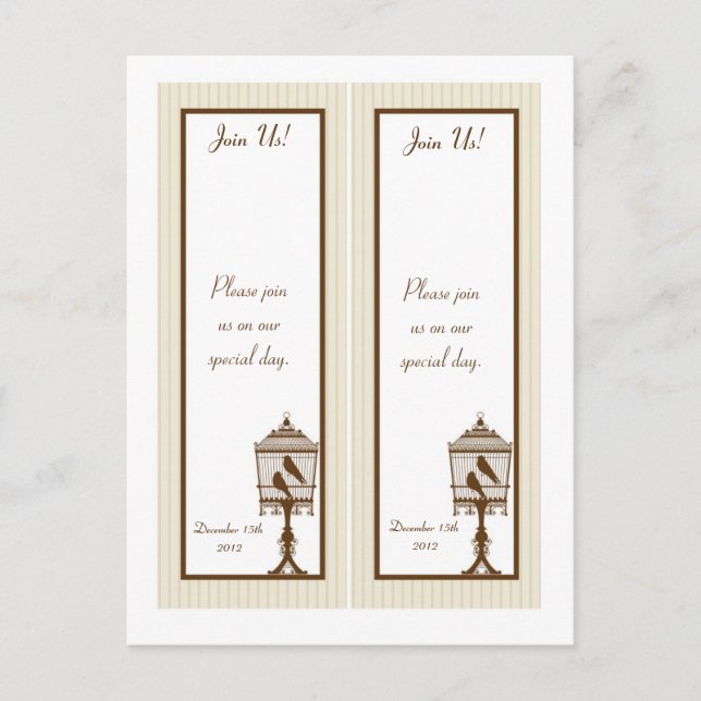 2 Love Birds Tan/Brown Wedding Lesezeichen Postkarte (Vorderseite)
