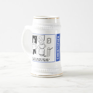 2 lustige Bier-Themen-Cartoons mit Namen des Empfä Bierglas