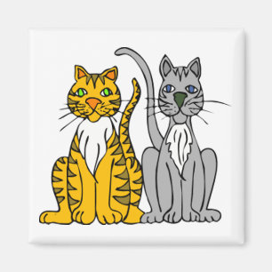 2 lustige Cartoon-streunende Katzen mit den Bärte Magnet