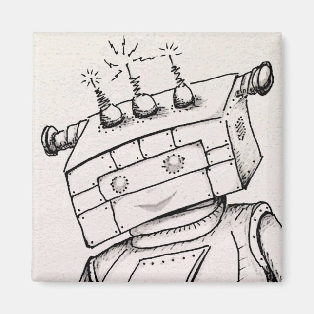 2" Magnet mit Roboter Zeichnend (Vorne)