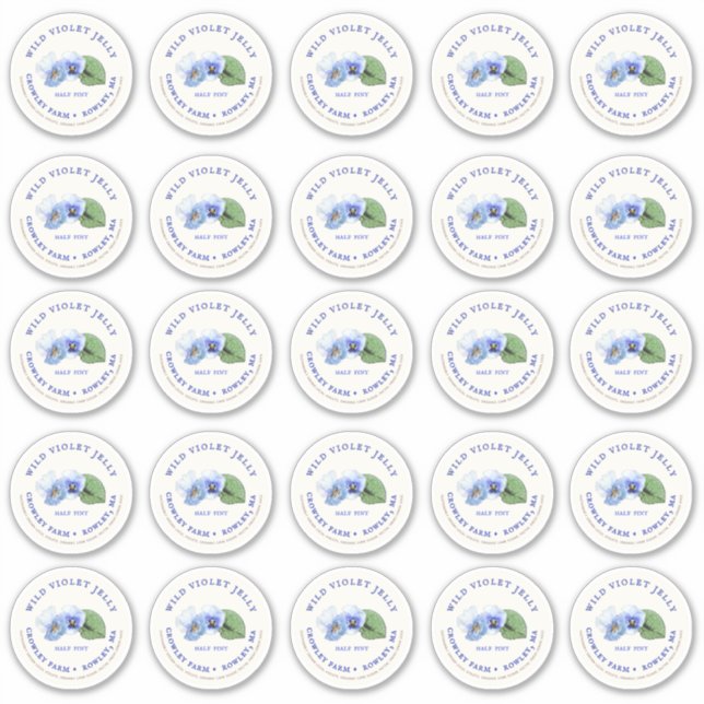 2" Mason Jar Lid Label Violet Jelly Vinyl (Vorderseite)