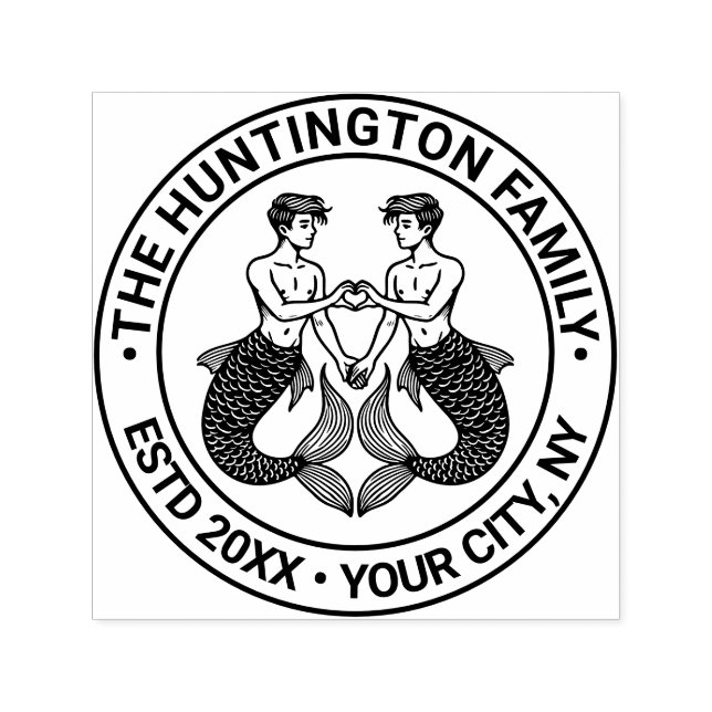 2 Mermen Herzerkrankung Familienname Datum estern Permastempel (Design)