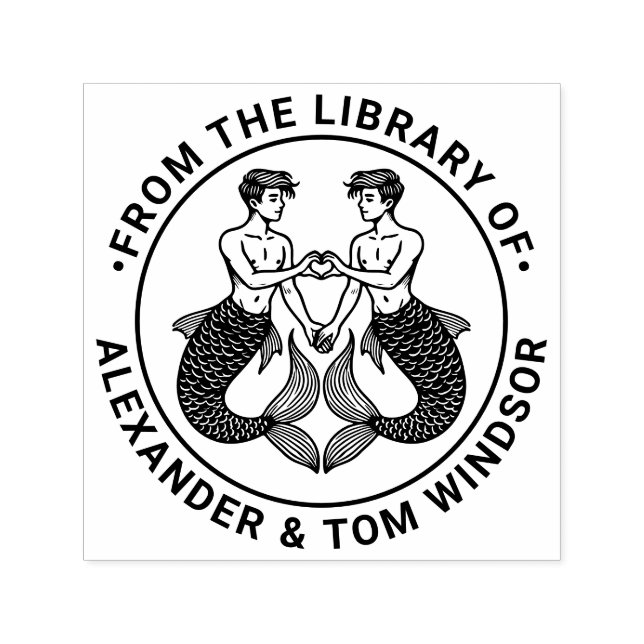 2 Mermen Herzwurfsignatur Buchname Permastempel (Design)